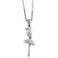 Colliers sur Artemare : Collier en argent rhodi&eacute; cha&icirc;ne avec pendentif danseuse ballerine bras lev&eacute;s et tutu orn&eacute; d'oxydes blancs - longueur 42cm