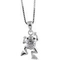 Collier en argent rhodi&eacute; cha&icirc;ne avec pendentif grenouille orn&eacute;e d'oxydes blancs - longueur 42cm Artemare