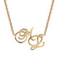 Colliers sur Artemare : Collier en plaqu&eacute; or cha&icirc;ne maille for&ccedil;at avec d&eacute;coupe anglaise 2 initiales stylis&eacute;es - longueur 40cm