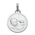 Pendentif m&eacute;daille pour b&eacute;b&eacute; en argent rhodi&eacute; zodiaque Taureau Artemare