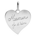 Pendentif en argent rhodi&eacute; coeur grav&eacute; "Maman je t'aime" Artemare