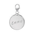 Pendentif en argent m&eacute;daille &agrave; graver sur mousqueton - plaque fine