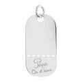 Pendentif en argent plaque G.I. arrondie trou&eacute;e grav&eacute;e "Papa on t'aime"