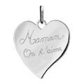 Pendentif en argent rhodi&eacute; coeur grav&eacute; "Maman on t'aime" Artemare