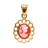Pendentif cam&eacute;e en plaqu&eacute; or Cam&eacute;e rose contour dentelle