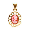 Pendentifs sur Artemare : Pendentif cam&eacute;e en plaqu&eacute; or Cam&eacute;e rose contour dentelle