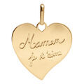 Pendentifs sur Artemare : Pendentif en plaqu&eacute; or coeur grav&eacute; "Maman je t'aime"