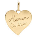 Pendentifs sur Artemare : Pendentif en plaqu&eacute; or coeur grav&eacute; "Maman on t'aime"