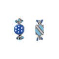 Boucles d'oreilles enfant en argent rhodi&eacute; bonbons bleus et fermoir poussette Artemare