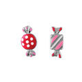 Boucles d'oreilles enfant en argent rhodi&eacute; bonbons roses et fermoir poussette