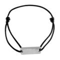 Bracelet en argent cordon noir coulissant avec plaque rectangulaire &agrave; graver au milieu