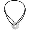 Bracelets sur Artemare : Bracelet en argent cordon noir coulissant avec disque &agrave; graver au milieu