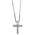 Colliers sur Artemare : Collier en argent rhodi&eacute; cha&icirc;ne avec pendentif petite croix orn&eacute;e d'oxydes blancs - longueur 42cm + 3cm de rallonge