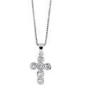 Colliers sur Artemare : Collier en argent rhodi&eacute; cha&icirc;ne avec pendentif croix en torsade orn&eacute;e d'oxydes blancs sertis clos - longueur 42cm + 3cm de rallonge