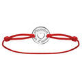 Bracelet en argent cordon rouge coulissant avec rondelle "Maman on t'aime" au milieu