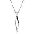 Colliers sur Artemare : Collier en argent rhodi&eacute; cha&icirc;ne avec pendentif 2 brins torsad&eacute;s lache dont 1 orn&eacute; d'oxydes noirs - longueur 43cm + 2cm de rallonge