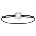 Bracelet en argent cordon noir coulissant avec rondelle "Maman on t'aime" au milieu Artemare