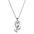 Collier en argent rhodi&eacute; cha&icirc;ne avec pendentif 3 coeurs d&eacute;coup&eacute;s dont 1 ouvrag&eacute; - longueur 42cm + 3cm de rallonge Artemare