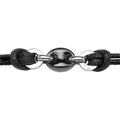 Bracelets sur Artemare : Bracelet en acier cordon doubl&eacute; en coton noir avec 1 grain de caf&eacute; en c&eacute;ramique noire au milieu - longueur 17cm + 2cm de rallonge