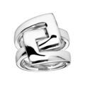 Bagues sur Artemare : Bague Elix&egrave;s en argent massif rhodi&eacute; 2 boucles carr&eacute;es entrem&ecirc;l&eacute;es