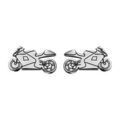 Boucles d'oreille sur Artemare : Boucles d'oreilles en argent rhodi&eacute; moto de route et fermoir poussette