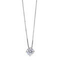 Collier en argent rhodi&eacute; cha&icirc;ne avec pendentif oxyde blanc serti 4 griffes - longueur 42cm