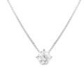 Colliers sur Artemare : Collier solitaire en argent rhodi&eacute; cha&icirc;ne maille v&eacute;nitienne avec pendentif rond pierres blanches serties 4 griffes - longueur 42 cm