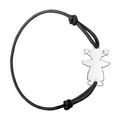 Bracelets sur Artemare : Bracelet en argent cordon noir coulissant avec petite fille au milieu