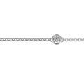 Bracelets sur Artemare : Bracelet en argent rhodi&eacute; cha&icirc;ne maille jaseron avec oxyde rond blanc sertis clos au milieu - longueur 18cm