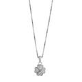 Collier en argent rhodi&eacute; cha&icirc;ne avec pendentif tr&egrave;fle &agrave; 4 feuilles orn&eacute; d'oxydes blanches - longueur 42cm + 3cm de rallonge