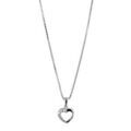 Colliers sur Artemare : Collier en argent rhodi&eacute; cha&icirc;ne avec pendentif coeur &eacute;vid&eacute; avec 1 moiti&eacute; lisse et l'autre orn&eacute;e d'oxydes blancs - longueur 42cm + 3cm de rallonge