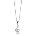 Colliers sur Artemare : Collier en argent rhodi&eacute; cha&icirc;ne avec pendentif cl&eacute; de sol orn&eacute;e d'oxydes blancs - longueur 42cm + 3cm de rallonge
