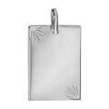 Pendentif en argent plaque G.I. rectangulaire avec diamantage &eacute;toil&eacute; dans 2 angles - petit mod&egrave;le 16mm X 21mm - plaque fine