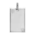 Pendentif en argent plaque G.I. rectangulaire avec diamantage &eacute;toil&eacute; dans 2 angles - moyen mod&egrave;le 20mm X 30mm - plaque fine Artemare