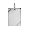 Pendentif en argent rhodi&eacute; plaque G.I. rectangulaire &agrave; graver avec striures dans 2 angles - dimensions 24mm X 17mm - plaque fine