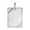 Pendentifs sur Artemare : Pendentif en argent rhodi&eacute; plaque G.I. rectangulaire &agrave; graver avec striures dans 2 angles - dimensions 27mm X 20mm - plaque fine