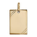 Pendentif en plaqu&eacute; or plaque G.I. rectangulaire &agrave; graver avec striures dans 2 angles - dimensions 20mm X 15mm - plaque fine Artemare