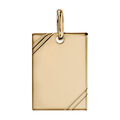 Pendentifs sur Artemare : Pendentif en plaqu&eacute; or plaque G.I. rectangulaire &agrave; graver avec striures dans 2 angles - dimensions 30mm X 20mm - plaque fine
