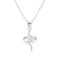 Colliers sur Artemare : Collier en argent rhodi&eacute; cha&icirc;ne avec pendentif 2 brins en S avec oxyde blanc au centre - longueur 42cm + 3cm de rallonge