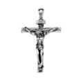 Pendentif en acier croix grav&eacute;e motif bois avec J&eacute;sus Christ dessus