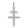 Pendentifs sur Artemare : Pendentif Croix de Lorraine en argent rhodi&eacute; plate et lisse - 27mm x 16mm