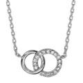 Colliers sur Artemare : Collier en argent rhodi&eacute; cha&icirc;ne avec pendentif 2 anneaux de taille diff&eacute;rente emmaill&eacute;s, 1 gros orn&eacute; d'oxydes blancs et le petit lisse - longueur 40cm + 2cm de rallonge