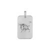 Pendentif en argent rhodi&eacute; plaque G.I. rectangulaire arrondie zodiaque Taureau