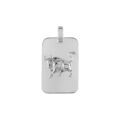 Pendentif en argent rhodi&eacute; plaque G.I. rectangulaire arrondie zodiaque Taureau