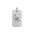 Pendentif en argent rhodi&eacute; plaque G.I. rectangulaire arrondie zodiaque Lion