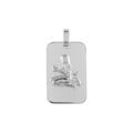 Pendentif en argent rhodi&eacute; plaque G.I. rectangulaire arrondie zodiaque Vierge