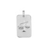 Pendentif en argent rhodi&eacute; plaque G.I. rectangulaire arrondie zodiaque Balance