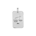 Pendentif en argent rhodi&eacute; plaque G.I. rectangulaire arrondie zodiaque Balance
