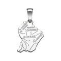 Pendentif argent rhodi&eacute; carte guyane tr&egrave;s grand mod&egrave;le Artemare
