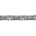 Bracelets sur Artemare : Bracelet en acier maillons orn&eacute;s de 3 c&acirc;bles, 2 noirs et 1 gris altern&eacute;s - longueur 21cm ajustable